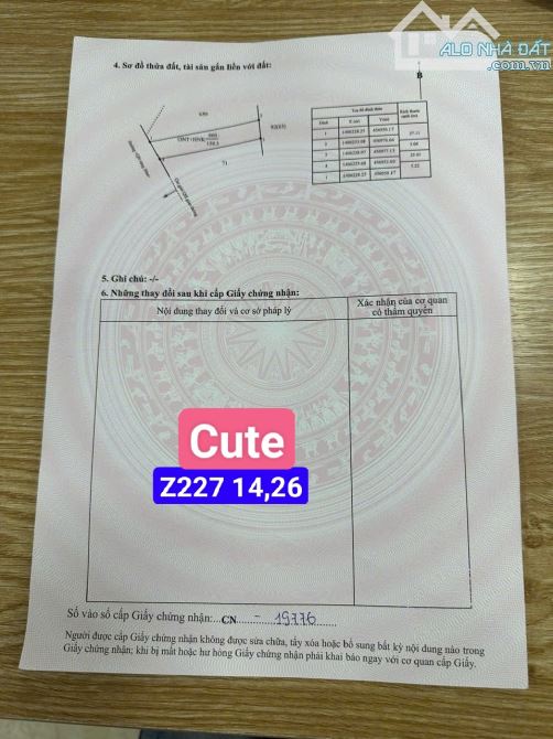 BÁN ĐẤT MẶT TIỀN ĐƯỜNG VÀNH ĐAI 14,26 3TY350TR 5X27 TC60M ĐƯỜNG  THÔNG TỨ PHÍA DÂN CƯ SẴN - 1