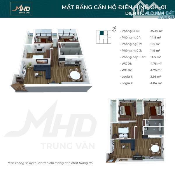 Giảm 100tr - bán căn hộ 106m2 - 3PN- CC MHD Trung Văn- Tố Hữu- full nội thất- nhỉnh 9 tỷ - 1