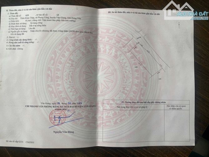 🎉🎉🎉Chính chủ gửi bán mảnh đất làng hoa cây cảnh Phụng Công Văn Giang Hưng Yên  👉👉Diện - 1