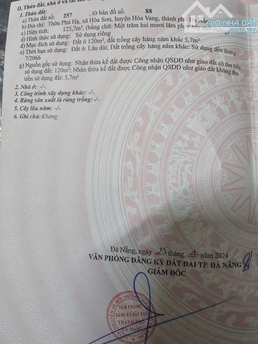📌📌📌LÀM VIỆC TRỰC TIẾP GIÁ TỐT !!! Bán lô Đất Kiệt Oto thôn Phú Hạ- xã Hòa Sơn - 1