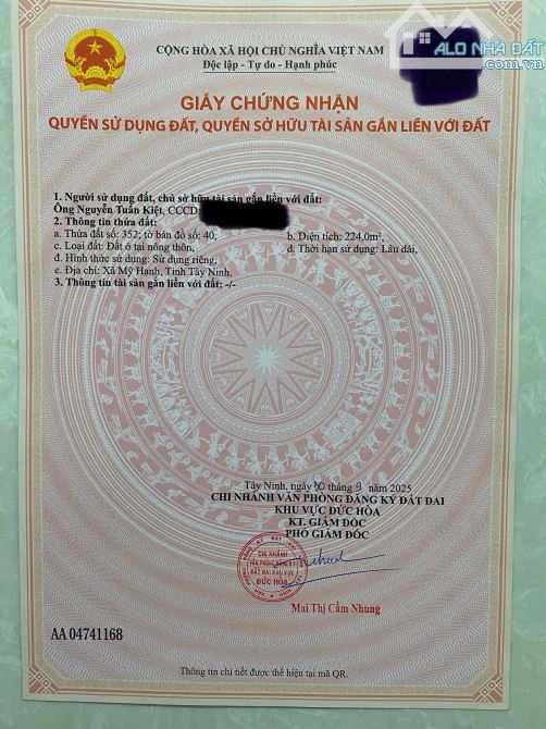 Bán lô đất 5x45 thổ cư 100% đối diện TT hành chính công xã Mỹ Hạnh - 6