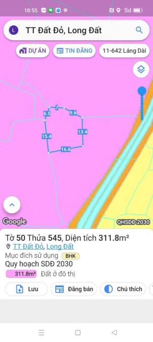 👉👉Cần bán 1 sào 3 đất thị trấn đất đỏ (có tới 60m mặt tiền ) (Phủ hồng toàn bộ). - 2