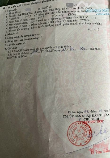 Bán đất 8.1x15m, hẻm Nguyễn Thái Học p. Tân Đông Hiệp gần chợ Dĩ An 1 - 2