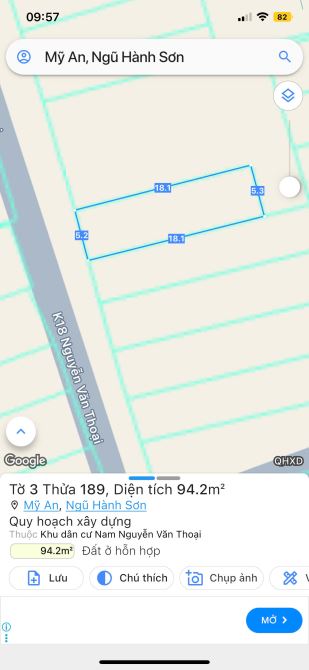 Bán đất K18 NGUYỄN VĂN THOẠI, cách biển Mỹ Khê khoảng 1km. 94m2 giá 8ty7 - 2