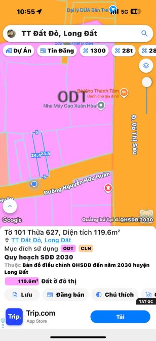 Lô Đất Ngay Trung Tâm Đất Đỏ - BRVT DT: 5x24 (119m2-60m thổ cư) - 2