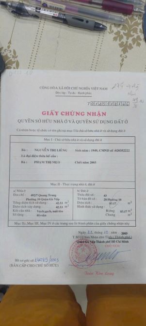 Bán Đất Trung Tâm Gò Vấp– Hẻm Xe Hơi- Quang Trung,5x17m–80tr/m2 - 2