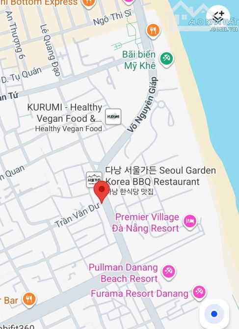 ► Nhà sát Trần Văn Dư + Võ Nguyên Giáp, đi bộ 1 phút tắm Biển, 81m2, ngang 5m, vuông, 6.x - 2