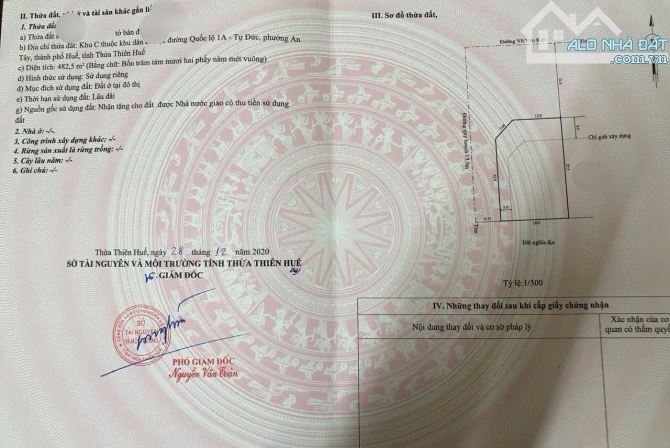 Lô góc 482 m2 mặt tiền Võ Văn Kiệt gần làng Đại Học Huế - 3