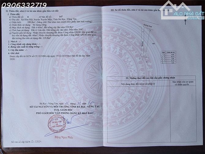 Bán đất 2 mặt tiền xã Hòa Hội, Xuyên Mộc, Bà Rịa Vũng Tàu, DT 290m2, giá đầu tư - 3