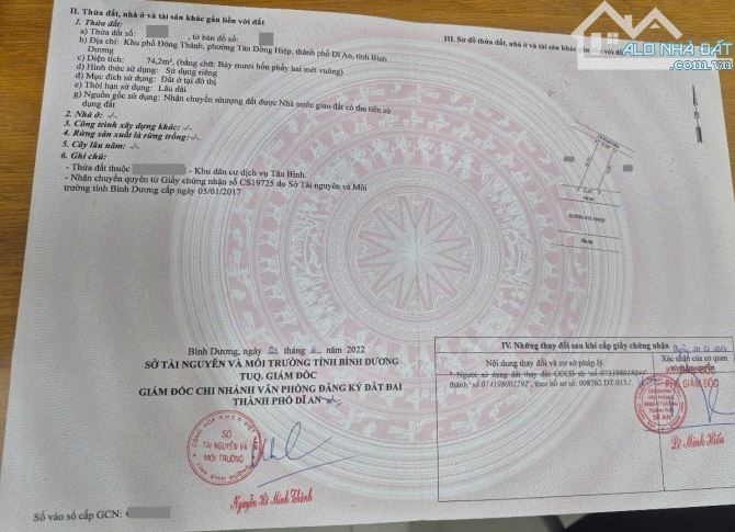 Bán đất KDC Biconsi p.Tân Bình Tp.Dĩ An chỉ 3 tỷ 9 TL  M7755 - 4