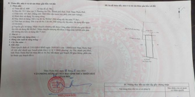 Bán đất tặng nhà kho 167,4m2 Mặt tiền đường Tam Thai, Phường An Tây, TP Huế, chỉ 2,68 tỷ - 6