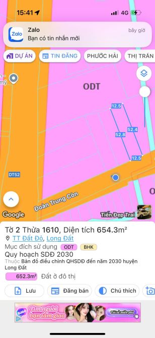 3 LÔ LIÊN KỀ MẶT TIỀN ĐƯỜNG ĐOÀN TRUNG CÒN - THỊ TRẤN ĐẤT ĐỎ- CÁCH TỈNH LỘ 52 CHỈ 50M  🌈D - 7