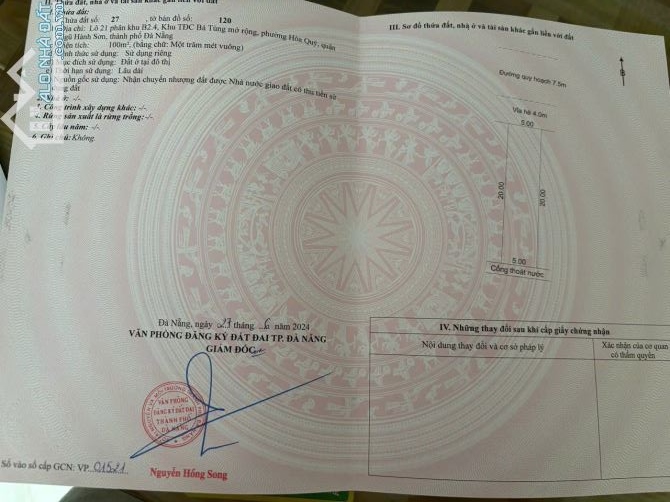 chủ bán đất tái định cư bá tùng mở rộng, hướng bắc, đường 7,5m, lề 4 mét, giá 3,6t