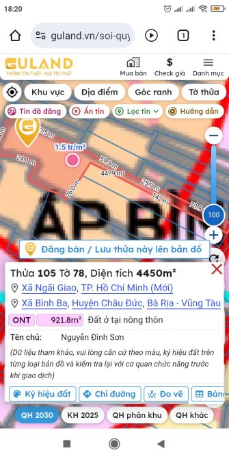 Bán nhà + đất 4.450 m2 Bình Ba, Châu Đức