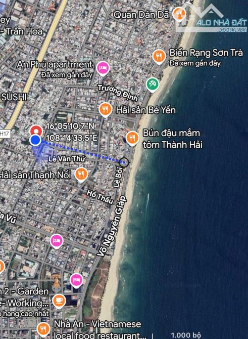 ĐẤT 2 MẶT TIỀN KIỆT Ô TÔ TRÁNH – MÂN THÁI, RA BIỂN CHỈ 1 PHÚT