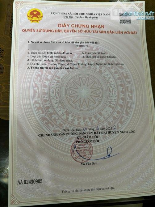 Bán Đất đẹp Trường Thịnh , nghi Trường gần UB, Trường học .