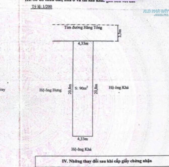 BÁN LÔ ĐẤT MẶT ĐƯỜNG HÀNG TỔNG HẢI AN HẢI PHÒNG . Diện tích 90m ( 4.3x20.9) hướng bắc