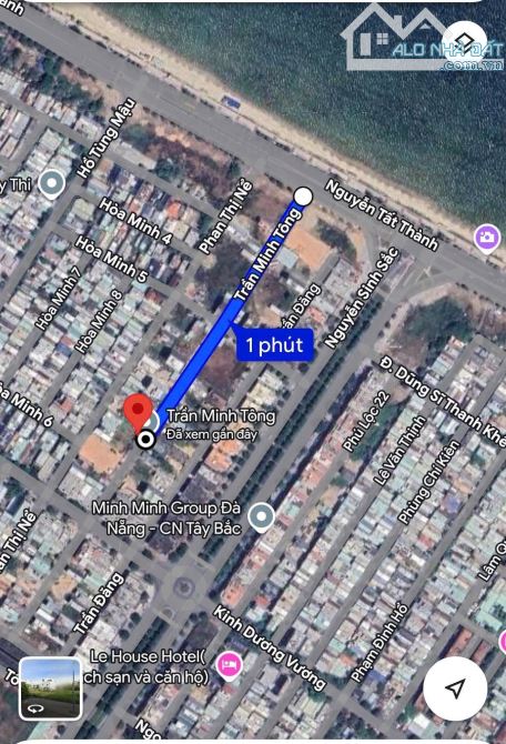 Mặt tiền đường Trần Minh Tông-  Hoà Minh-105m2 ngang 5m- giá 8.500