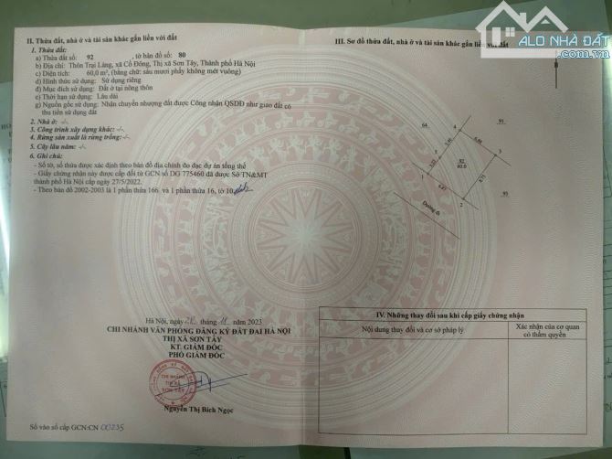 Bán đất khu 93 – Trại Láng, vị trí cực đẹp!