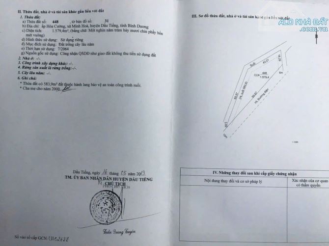 Bán 5,2 ha đất cao su ở xã Minh Hoà , huyện Dầu Tiếng , tỉnh Bình Dương giá 500n 1m2 - 1