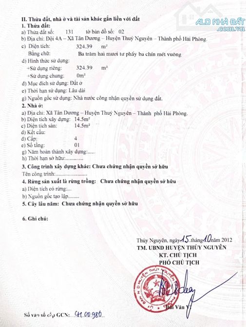 Cơ hội đầu tư CHỈ CHƯA ĐẾN 5 TỶ - TDP 4A Tân Dương, Thủy Nguyên Hải Phòng - 1