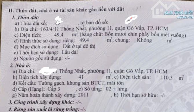 Bán nhà 3 lầu hẻm đường Thống Nhất, p11, gò vấp giá 6,6 tỷ - 1