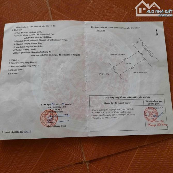 Tuyến 2 đường bộ Ven Biển,Dân Tiến,Đồ Sơn 67,5m2 ngang 5m đường trải nhựa 11m giá 1,7x tỷ. - 1