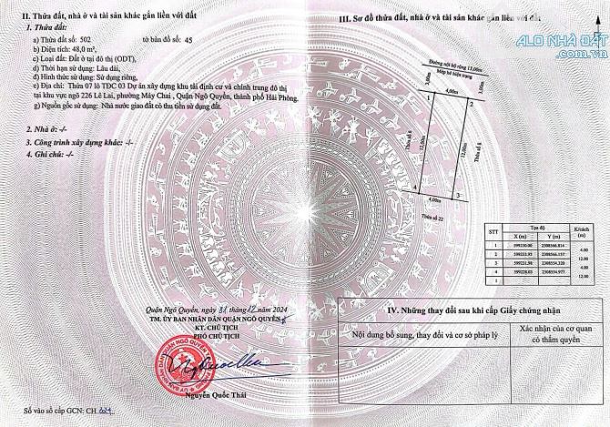 Cần chuyển nhượng lô đất TĐC 226 lê lai - máy chai - ngô quyền - hải phòng . - 1