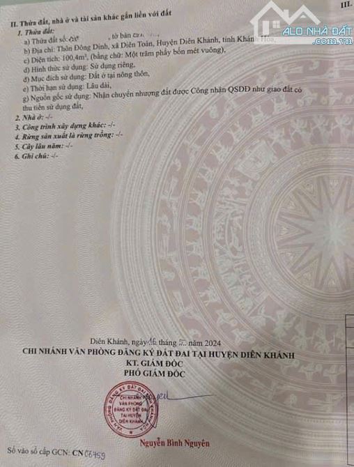 Bán lô góc mặt đường Huỳnh Thúc Kháng, Diên Toàn, Diên Khánh • Diện tích: 100.4m2 ngang 5m - 1