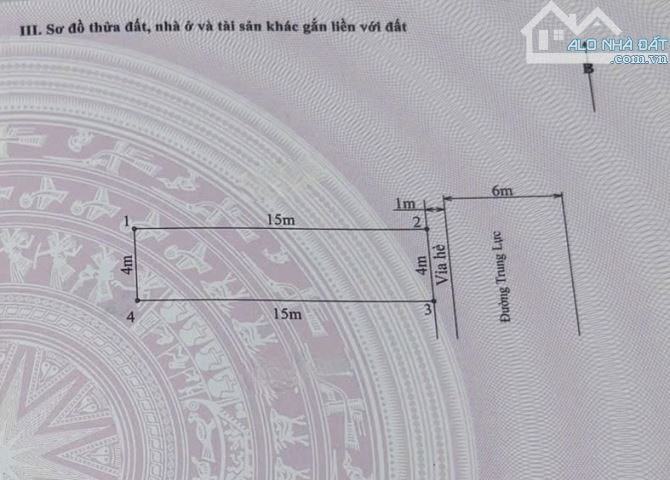 60m2 đất mặt đường Trung Lực - Ngang 4m - Hướng Đông - 2