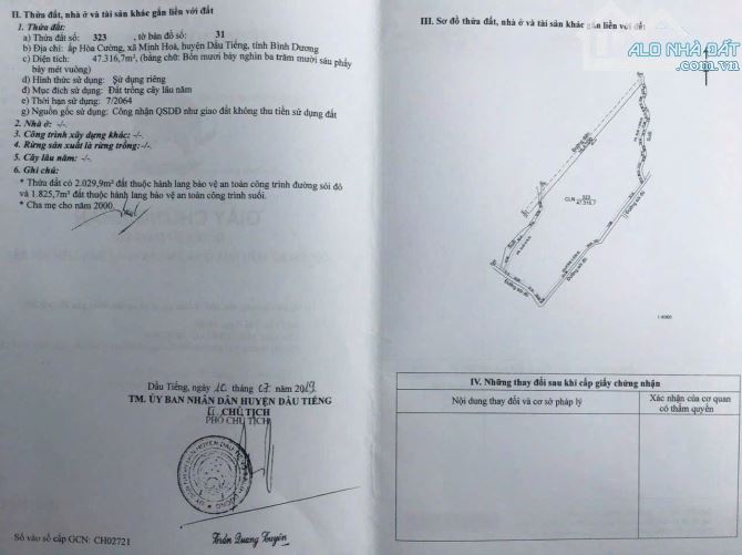 Bán 5,2 ha đất cao su ở xã Minh Hoà , huyện Dầu Tiếng , tỉnh Bình Dương giá 500n 1m2 - 2