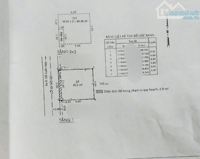 Giá: 5,3 tỷ (có thương lượng) Diện tích: 42,3 m² (ngang 6,4m × dài 7,06m). - 2