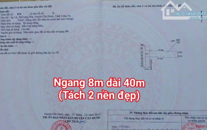 BÁN 332M2 ONT TẠI RẠCH KIẾN, CẦN ĐƯỚC; MẶT TIỀN ĐƯỜNG XE TẢI, GIÁ RẺ 1.8 TỶ TL - 2