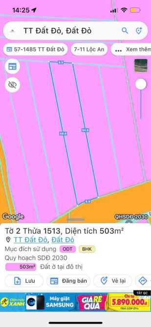 Mặt tiền ĐOÀN TRUNG CÒN - TT ĐẤT ĐỎ -BRVT 🌈🌈🌈2 lô liên kề tổng 1007m2  ngang 18m x 54m - 2