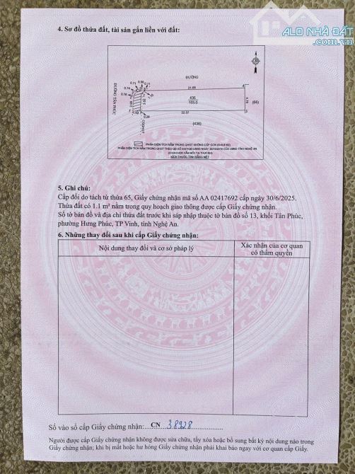 LÔ GÓC MẶT ĐƯỜNG TÂN PHÚC-HƯNG PHÚC. 103M3 GIÁ 6,X TỶ TIỂU HỌC. ĐẤT NẰM TRUNG TÂM, THÔNG T - 3