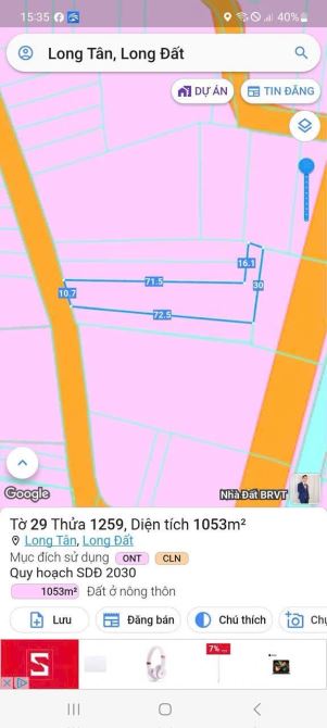 🎯Căn nhà Vườn 1.000m2 ngay trung tâm Long Tân - Long Đất - BRVT.  💥Dt: 1053m2 - 3