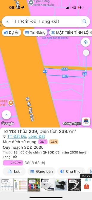 Siêu rẻ - GÓC 2 MẶT TỈNH LỘ 44A VÕ THỊ SÁU - LONG ĐẤT -BRVT 🌈🌈🌈DT 239,7M2 - 3