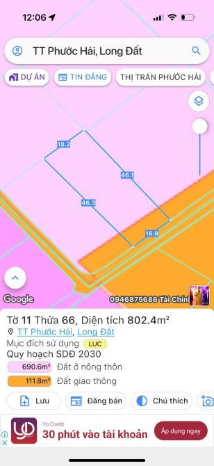 🌿 Đất nghỉ dưỡng Phước Hải – 802,4m² view núi, gần biển, giá 2,7 tỷ 💎 - 3