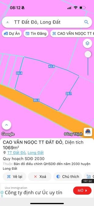 MẶT TIỀN CAO VĂN NGỌC - TRUNG TÂM THỊ TRẤN ĐẤT ĐỎ - BRVT 🌈🌈🌈DT 1060M2 - ngang 35x29m sẵ - 3