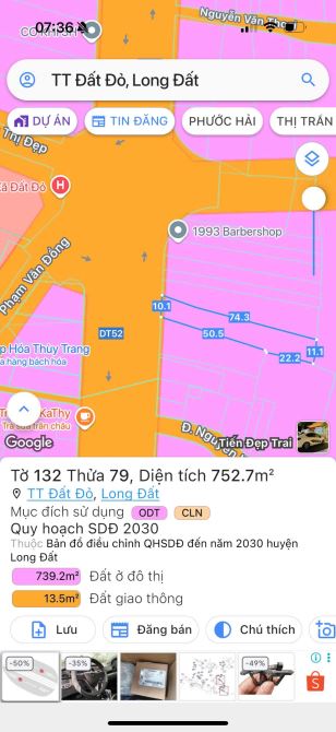 MẶT TIỀN TỈNH LỘ 52 - VÕ THỊ SÁU NGAY TRUNG TÂM XÃ ĐẤT ĐỎ - TP HCM 🌈 DT  752,7m2 - 4