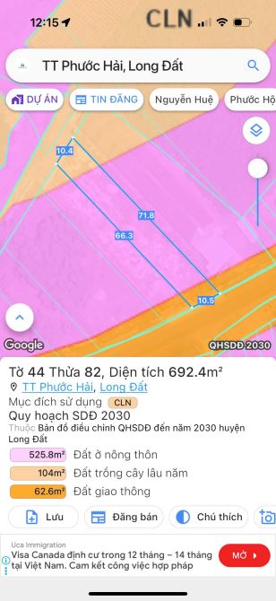 2 LÔ LIÊN KỀ TRỤC CHÍNH THỊ TRẤN PHƯỚC HẢI - BRVT 🌈DT 692m2/ lô - ngang 10x69M - 4