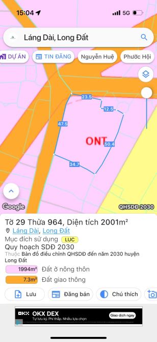 BÁN ĐẤT LÁNG DÀI - XÃ ĐẤT ĐỎ - TP HCM; VIEW RUỘNG LÚA SIÊU ĐẸP 🌈🌈🌈DT 2000m2 - 4