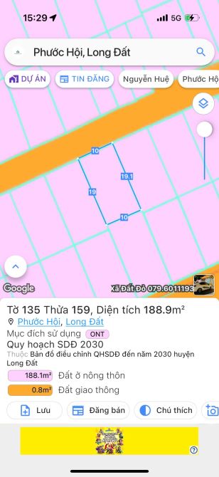 BÁN ĐẤT BIỂN LỘC AN - LONG ĐẤT - BRVT 🌈DT 10x19m - 188,9m2 full thổ cư Đường nhựa , cách - 4