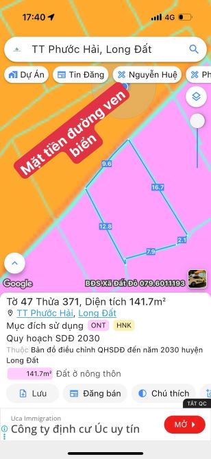 MẶT TIỀN ĐƯỜNG VEN BIỂN VŨNG TÀU BÌNH CHÂU 42M - NGAY NGÃ TƯ  ĐƯỜNG VÕ THỊ SÁU - PHƯỚC HẢI - 4