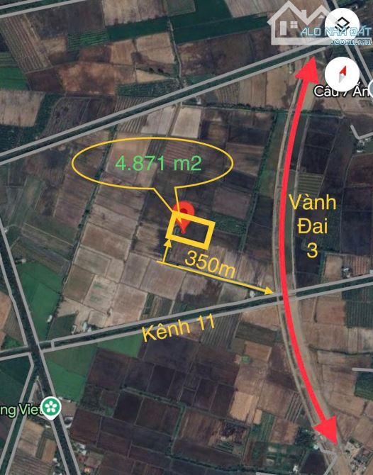 4871m2 đất lúa cạnh đường Vành Đai 3, xã Tân Hòa, Bến Lức, Long An giá 3,9 tỷ - 5