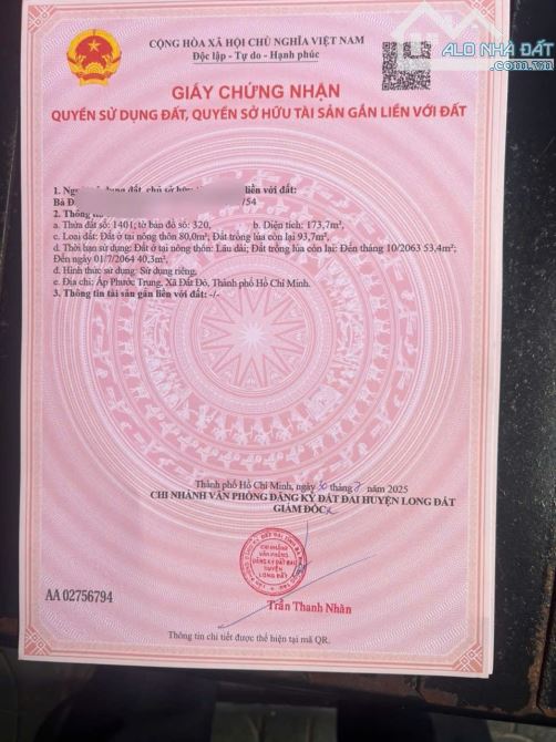 2 LÔ LIÊN KỀ MẶT TIỀN ĐƯỜNG NGUYỄN HUỆ - ĐẤT ĐỎ - BRVT ( Nay là Xã Đất Đỏ - TP HCM) - 7