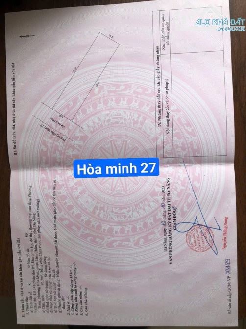Cần bán lô đất đường Hoà Minh 27, sát Hồ Tùng Mậu