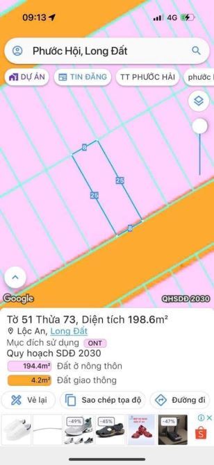 🌊 Cắt lỗ gấp lô đất 198m² full thổ cư Biển Lộc An – Đất Đỏ, BRVT, gần chợ & trường học