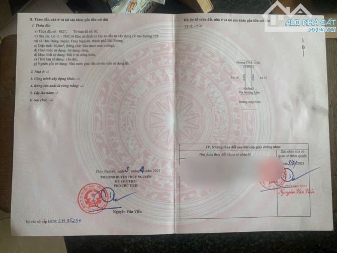 Bán 2 lô liền kề tại TĐC Hoa Động đối diện Hoàng Huy- Thuỷ Nguyên 60m giá chỉ 3,4x tỷ