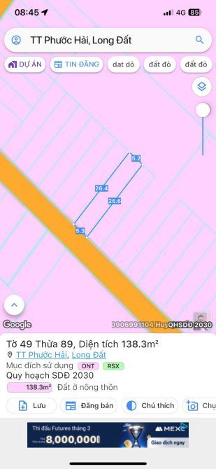 🏡 Bán lô đất Phước Hải – Đất Đỏ BRVT, 5,3x26m, 100% thổ cư, view núi Minh Đạm 🌿